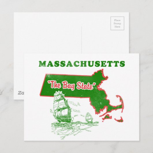 Massachusetts The Bay State Design Briefkaart (Voorkant / Achterkant)