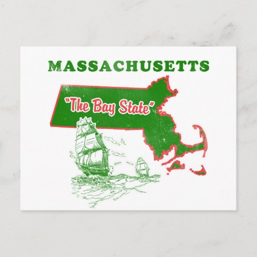Massachusetts The Bay State Design Briefkaart (Voorkant)