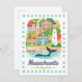 Massachusetts the Bay State Verenigde Staten Zomer Briefkaart (Voorkant / Achterkant)