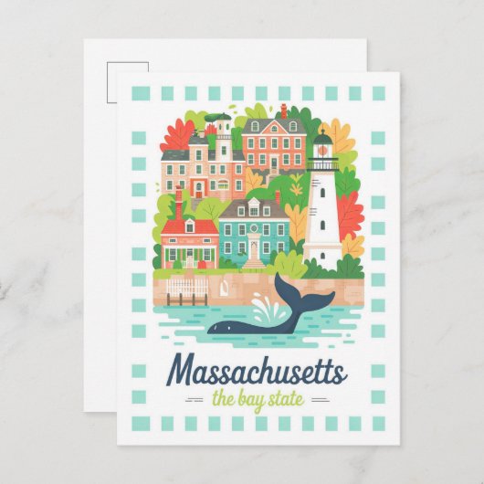 Massachusetts the Bay State Verenigde Staten Zomer Briefkaart (Voorkant / Achterkant)
