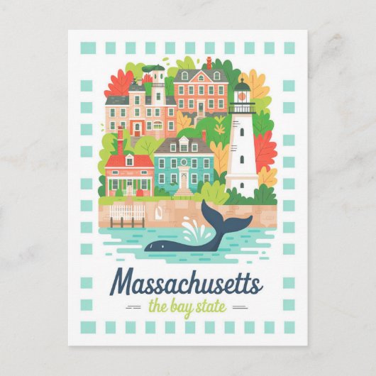 Massachusetts the Bay State Verenigde Staten Zomer Briefkaart (Voorkant)