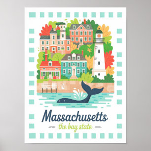 Massachusetts the Bay State Verenigde Staten Zomer Poster
