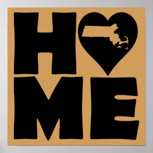 Massachusetts Thuis Hart Staat Poster Bord