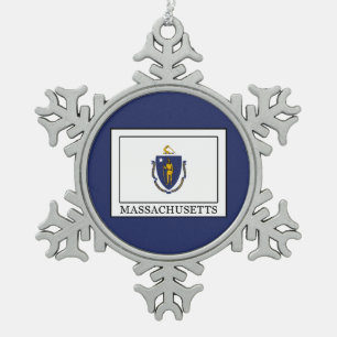 Massachusetts Tin Sneeuwvlok Ornament