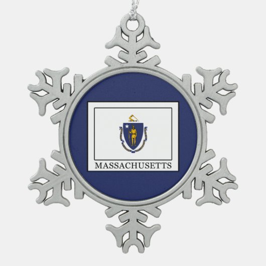 Massachusetts Tin Sneeuwvlok Ornament (Voorkant)