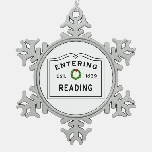 Massachusetts Town Reading Tin Sneeuwvlok Ornament (Voorkant)