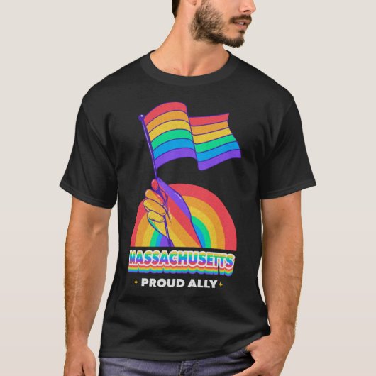 Massachusetts Trots Ally Pride Maand LGBTQ LGBT Co T-shirt (Voorkant)