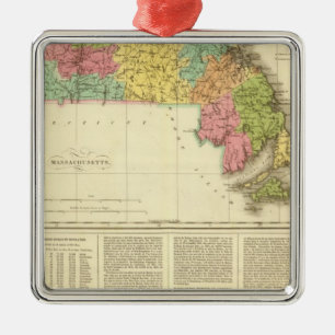Massachusetts US Metalen Ornament