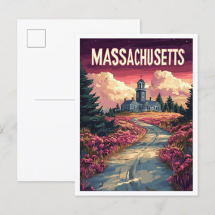 Massachusetts USA Art Vintage Illustratie Reizen Briefkaart