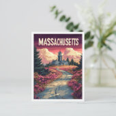 Massachusetts USA Art Vintage Illustratie Reizen Briefkaart (Staand voorkant)