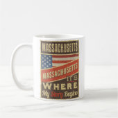 Massachusetts USA Flag Koffiemok (Links)