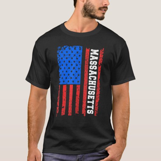 Massachusetts Usa Flag T-shirt (Voorkant)