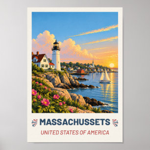 Massachusetts USA – Oude Reisposter Poster