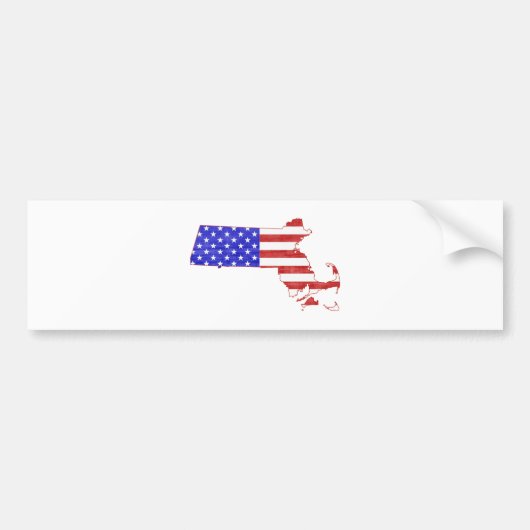 Massachusetts USA vlag silhouette state map Bumpersticker (Voorkant)