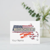 Massachusetts Verenigde Staten Retro Kaart  Vereni (Staand voorkant)