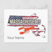Massachusetts Verenigde Staten Retro Kaart  Vereni (Voorkant)
