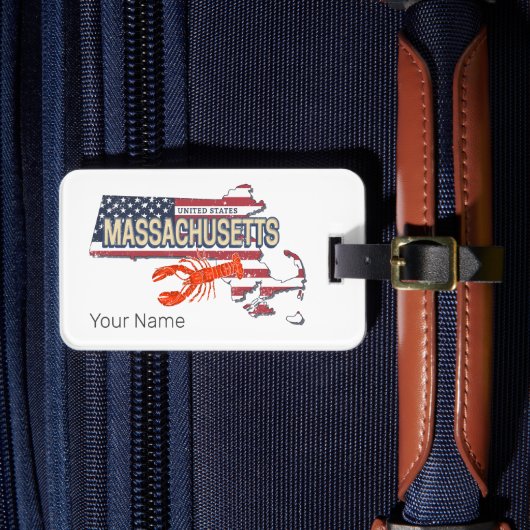 Massachusetts Verenigde Staten Retro Kaart Vereni Bagagelabel (Voorkant Insitu 4)