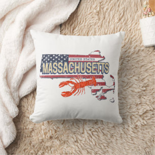 Massachusetts Verenigde Staten Retro Kaart Vereni Kussen