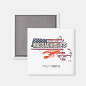 Massachusetts Verenigde Staten Retro Kaart  Vereni Magneet (Voorkant / Achterkant)