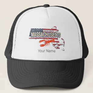 Massachusetts Verenigde Staten Retro Kaart  Vereni Trucker Pet
