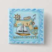 Massachusetts Vierkante Button 5,1 Cm (Voorkant)