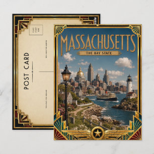 Massachusetts Vintage Art Deco Gouden Tijdperk Briefkaart