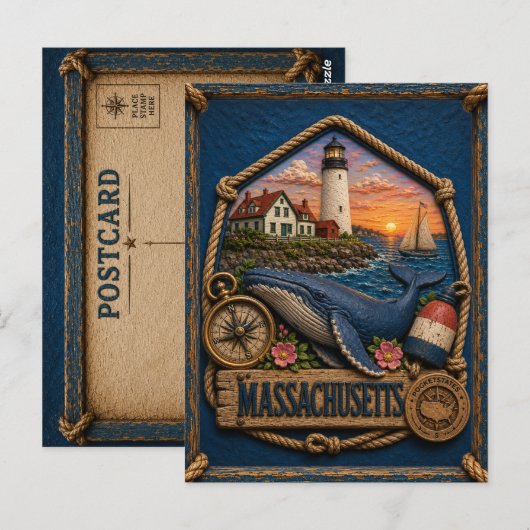 Massachusetts Vintage Reis Briefkaart (Voorkant / Achterkant)