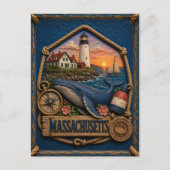 Massachusetts Vintage Reis Briefkaart (Voorkant)