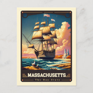 Massachusetts   Vintage van patriottische spirit Briefkaart