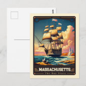Massachusetts | Vintage van patriottische spirit Briefkaart (Voorkant / Achterkant)