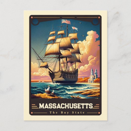 Massachusetts | Vintage van patriottische spirit Briefkaart (Voorkant)