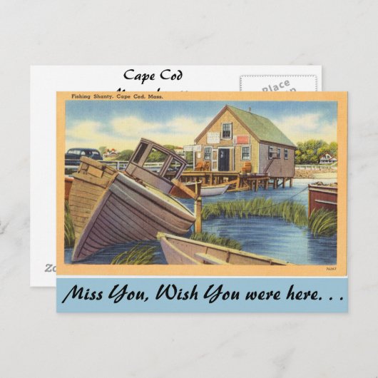Massachusetts, Vissen Shanty, Cape Cod Briefkaart (Voorkant / Achterkant)