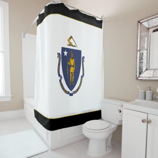 Massachusetts vlag douchegordijn (In situ)