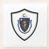 Massachusetts vlag glazen onderzetter (Voorkant)