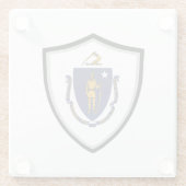 Massachusetts vlag glazen onderzetter (Achterkant)