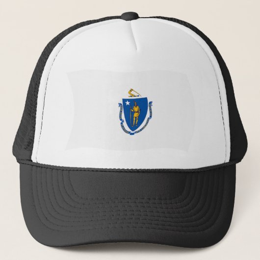 Massachusetts Vlag Hoed Trucker Pet (Voorkant)