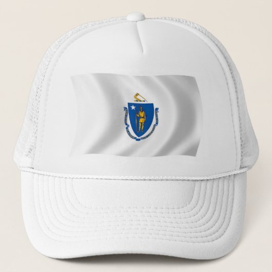 Massachusetts Vlag Hoed Trucker Pet (Voorkant)