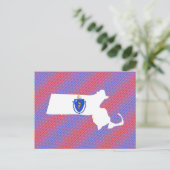 Massachusetts vlag Map Briefkaart (Staand voorkant)