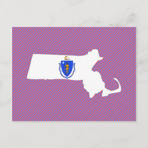 Massachusetts vlag Map Briefkaart