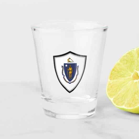 Massachusetts vlag shot glas (Voorkant)