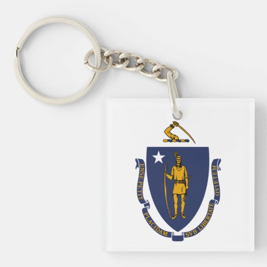 Massachusetts vlag sleutelhanger (voorkant)