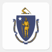 Massachusetts vlag vierkante sticker (Voorkant)