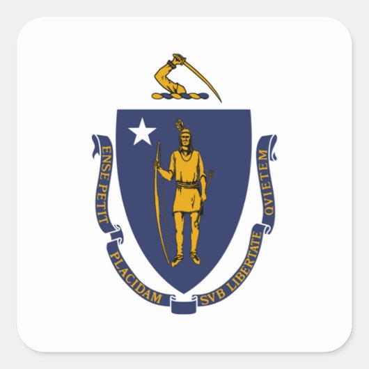 Massachusetts vlag vierkante sticker (Voorkant)