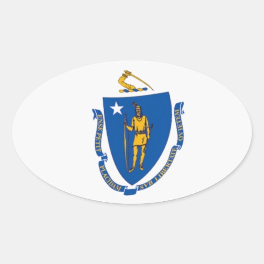 Massachusetts Vlagsticker Ovale Sticker (Voorkant)