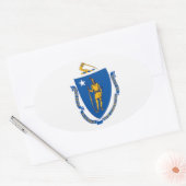 Massachusetts Vlagsticker Ovale Sticker (Envelop)