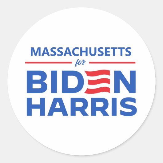 Massachusetts voor Biden Harris Ronde Sticker (Voorkant)