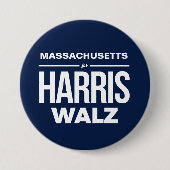 Massachusetts voor Harris Walz Ronde Button 7,6 Cm (Voorkant)