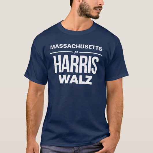 Massachusetts voor Harris Walz T-shirt (Voorkant)