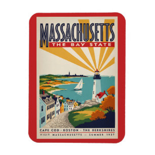 Massachusetts Vuurtoren Illustratie Reis Kunst Magneet
