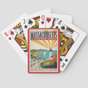 Massachusetts Vuurtoren Illustratie Reis Kunst Pokerkaarten
